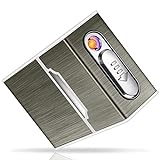 Yosemy Caja de Cigarrillo con Mechero Cigarette Case de Aluminio USB Recargable Caja Cigarrillo...