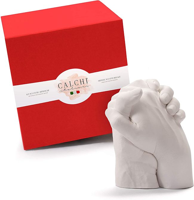 Familiares y Amigos| Navidad Boda Aniversarios Premium 3D Kit para Escultura Realista de Las Manos con Pintura Dorada Regalo para Parejas Fácil de Hacer Fuerte y Duradero Hand Casting Kit 